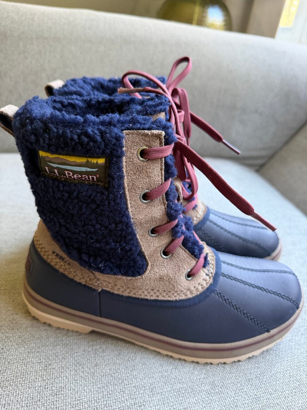 L.L.Bean Women's Rangeley Pac Insulated Waterproof Fleece Lined Boots Blue Sz 7